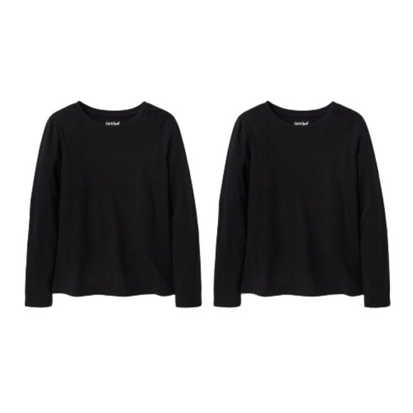 NWT 2-Pack of Solid Black Long-Sleeve T-Shirts - Cat and Jack - S(6/6X) - Picture 1 of 6